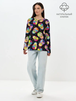 Лонгслив женский. Хлопок / Мексиканские черепа