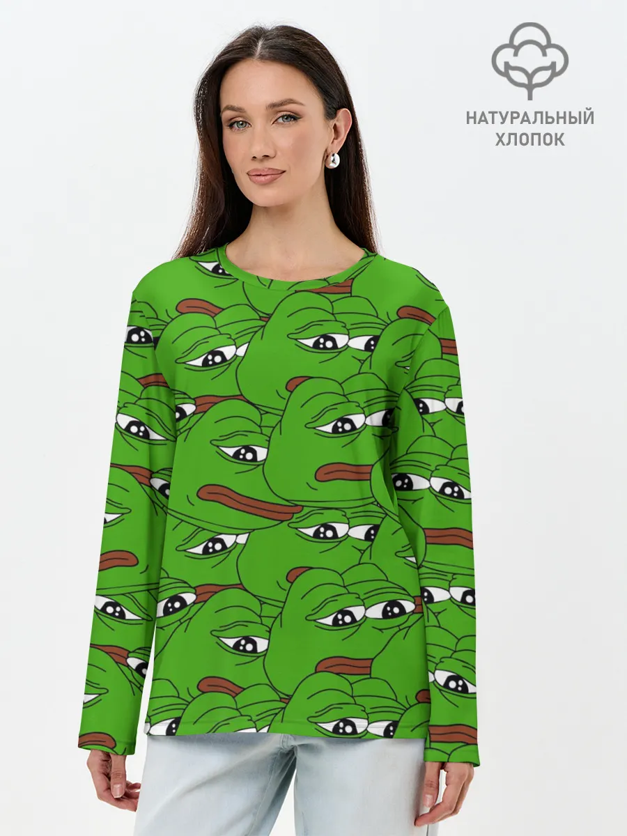 Лонгслив женский. Хлопок / Sad frogs