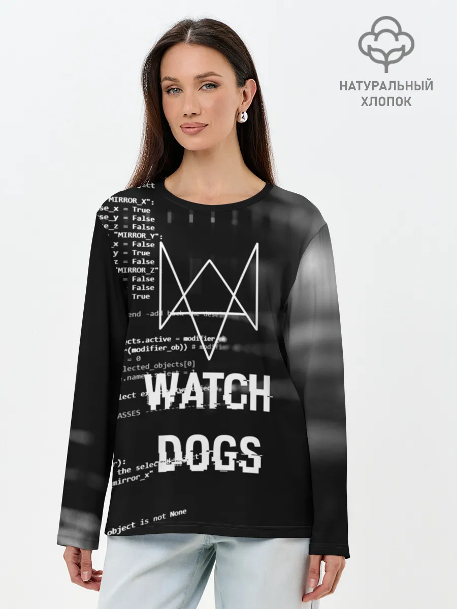 Лонгслив женский. Хлопок / Wath dogs 2 Хакер