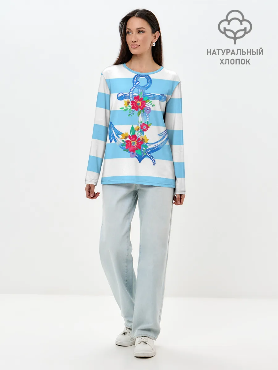 Лонгслив женский. Хлопок / Якорь