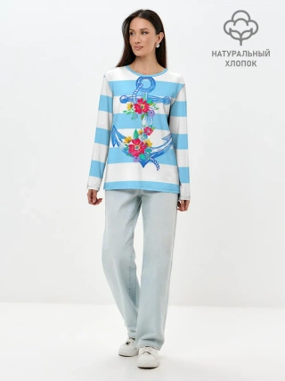 Лонгслив женский. Хлопок / Якорь