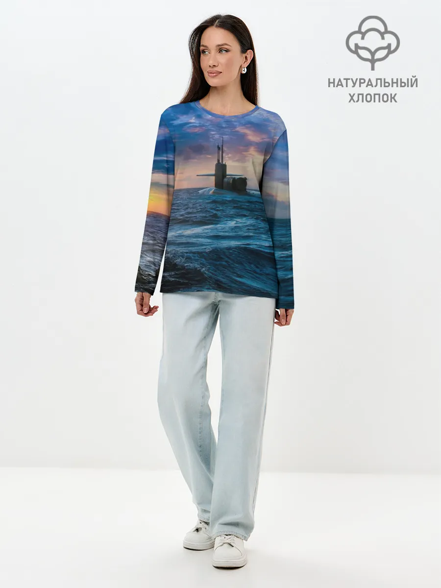 Лонгслив женский. Хлопок / Подводная лодка