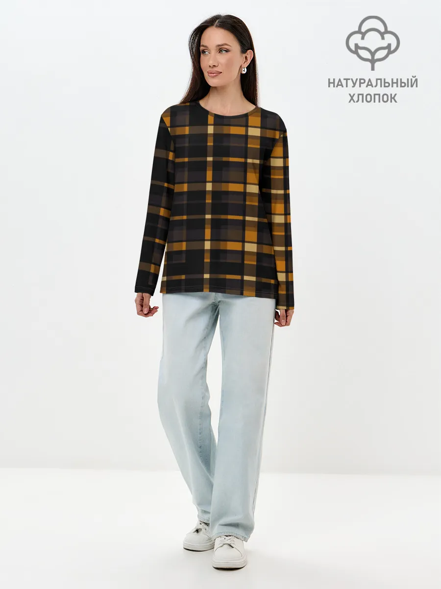 Лонгслив женский. Хлопок / В клетку