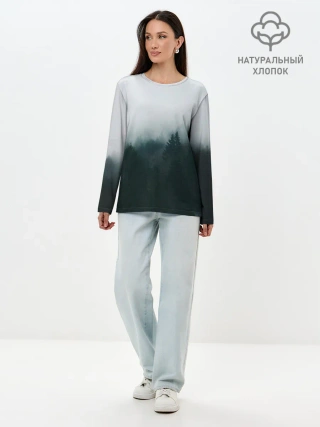 Лонгслив женский. Хлопок / Лес