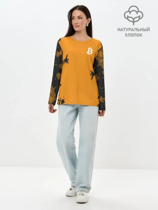 Лонгслив женский. Хлопок / БИТКОИН | BITCOIN