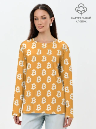 Лонгслив женский. Хлопок / Bitcoin