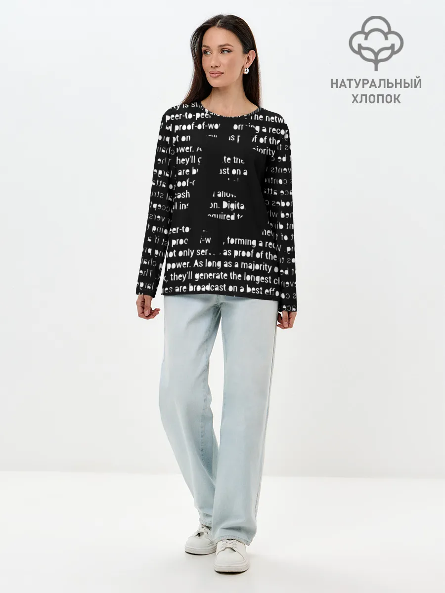 Лонгслив женский. Хлопок / BITCOIN