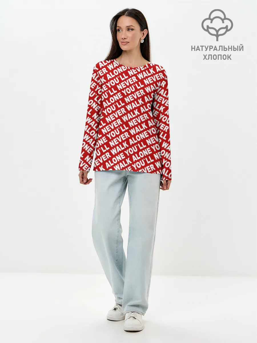 Лонгслив женский. Хлопок / YNWA красный