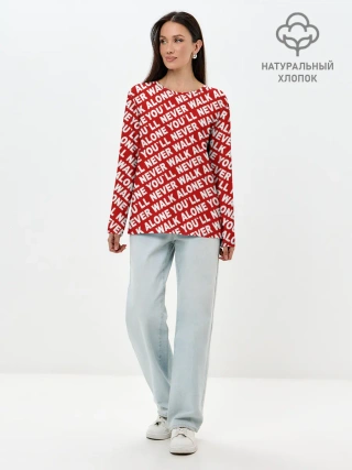 Лонгслив женский. Хлопок / YNWA красный