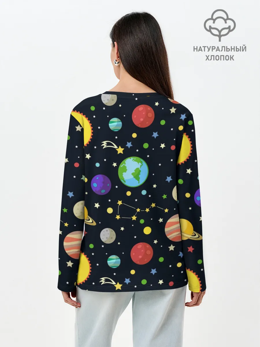 Лонгслив женский. Хлопок / Солнечная система