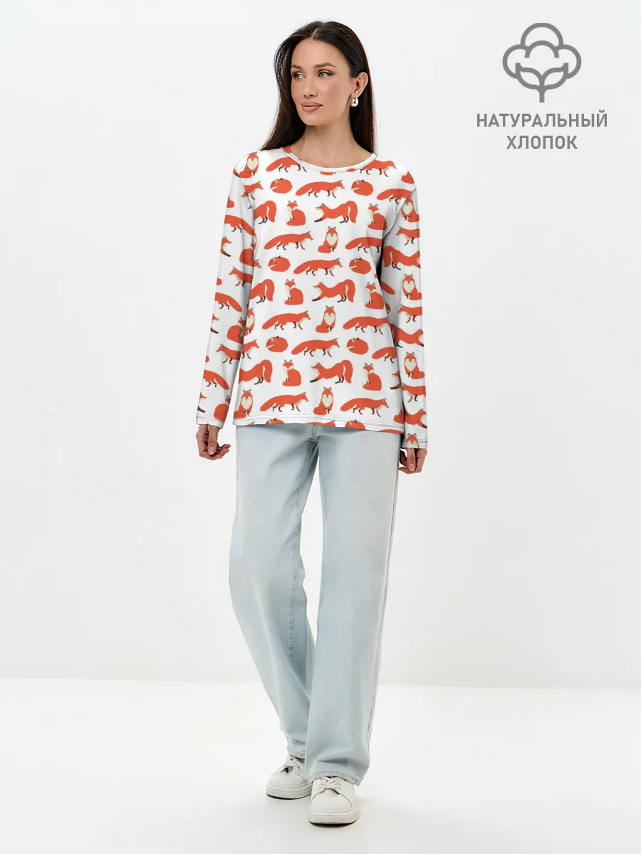 Лонгслив женский. Хлопок / Рыжий паттер