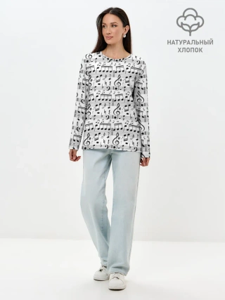 Лонгслив женский. Хлопок / Нотный стан