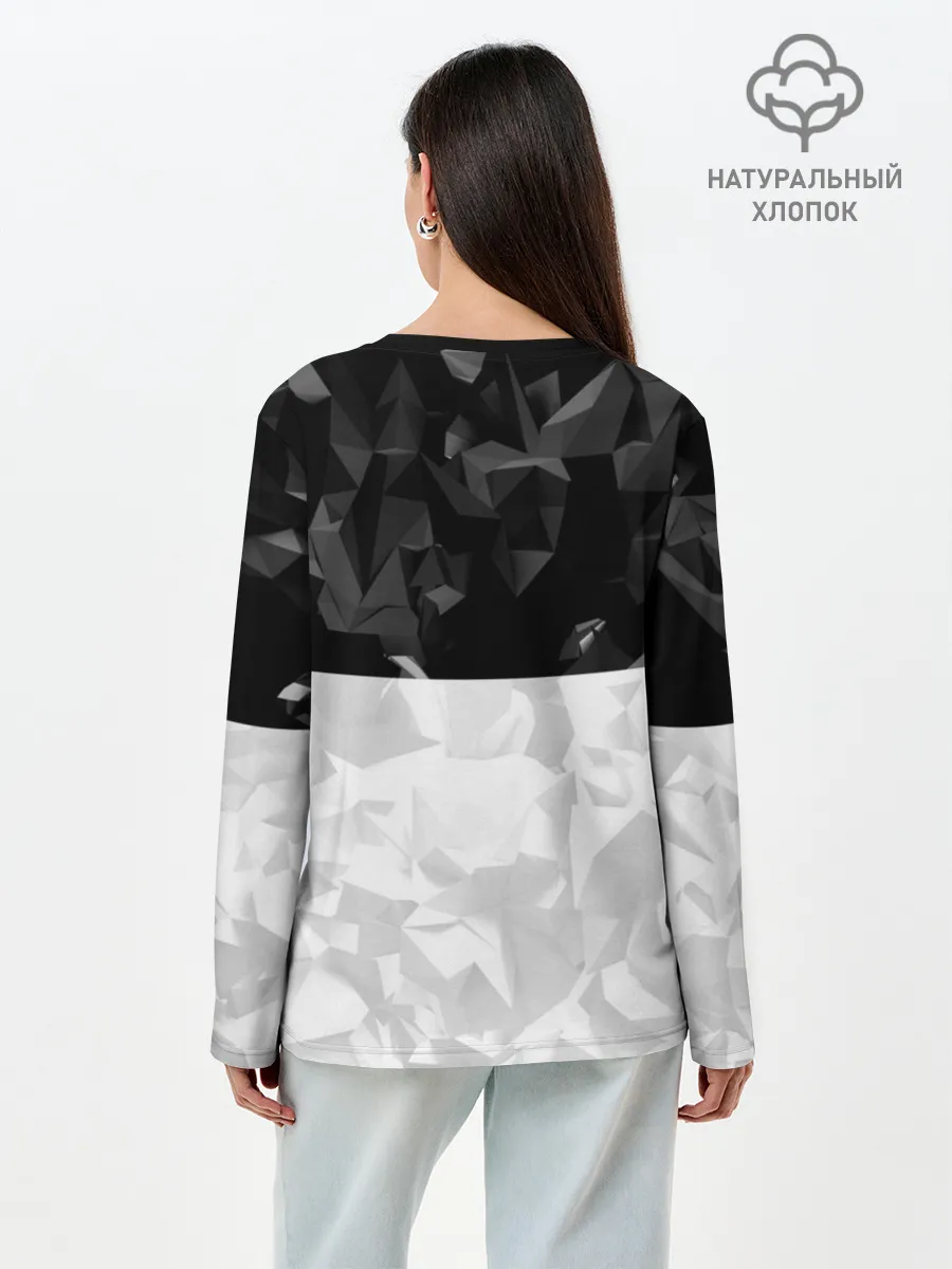 Лонгслив женский. Хлопок / RUSSIA BLACK X WHITE | РОССИЯ