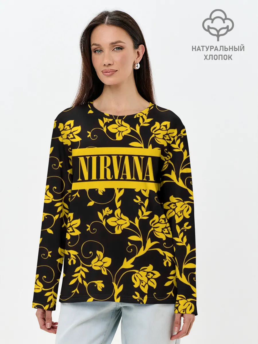 Лонгслив женский. Хлопок / Nirvana узоры