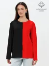 Лонгслив женский. Хлопок / Red & Black