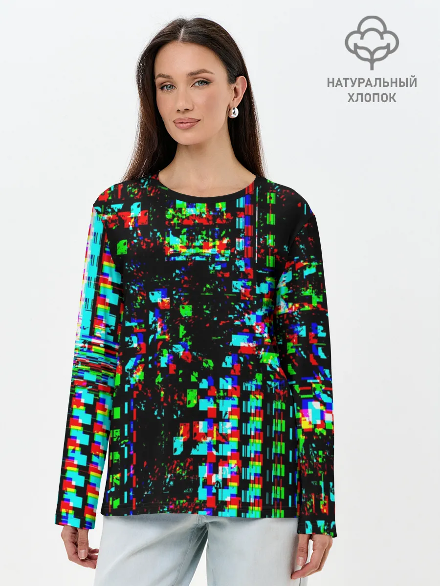 Лонгслив женский. Хлопок / Optical abstract