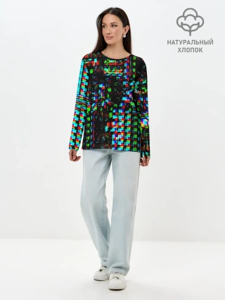 Лонгслив женский. Хлопок / Optical abstract