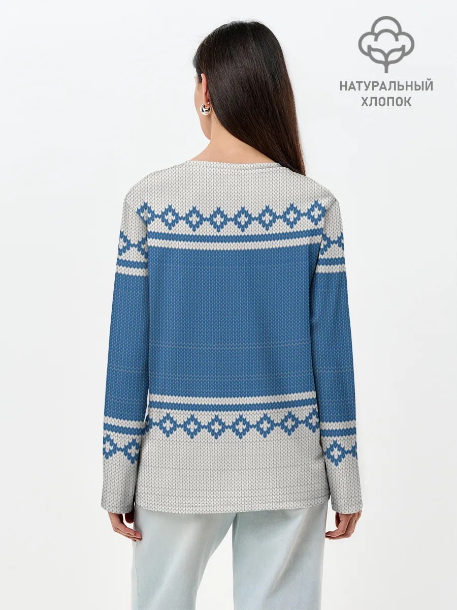 Лонгслив женский. Хлопок / Свитер с Оленем