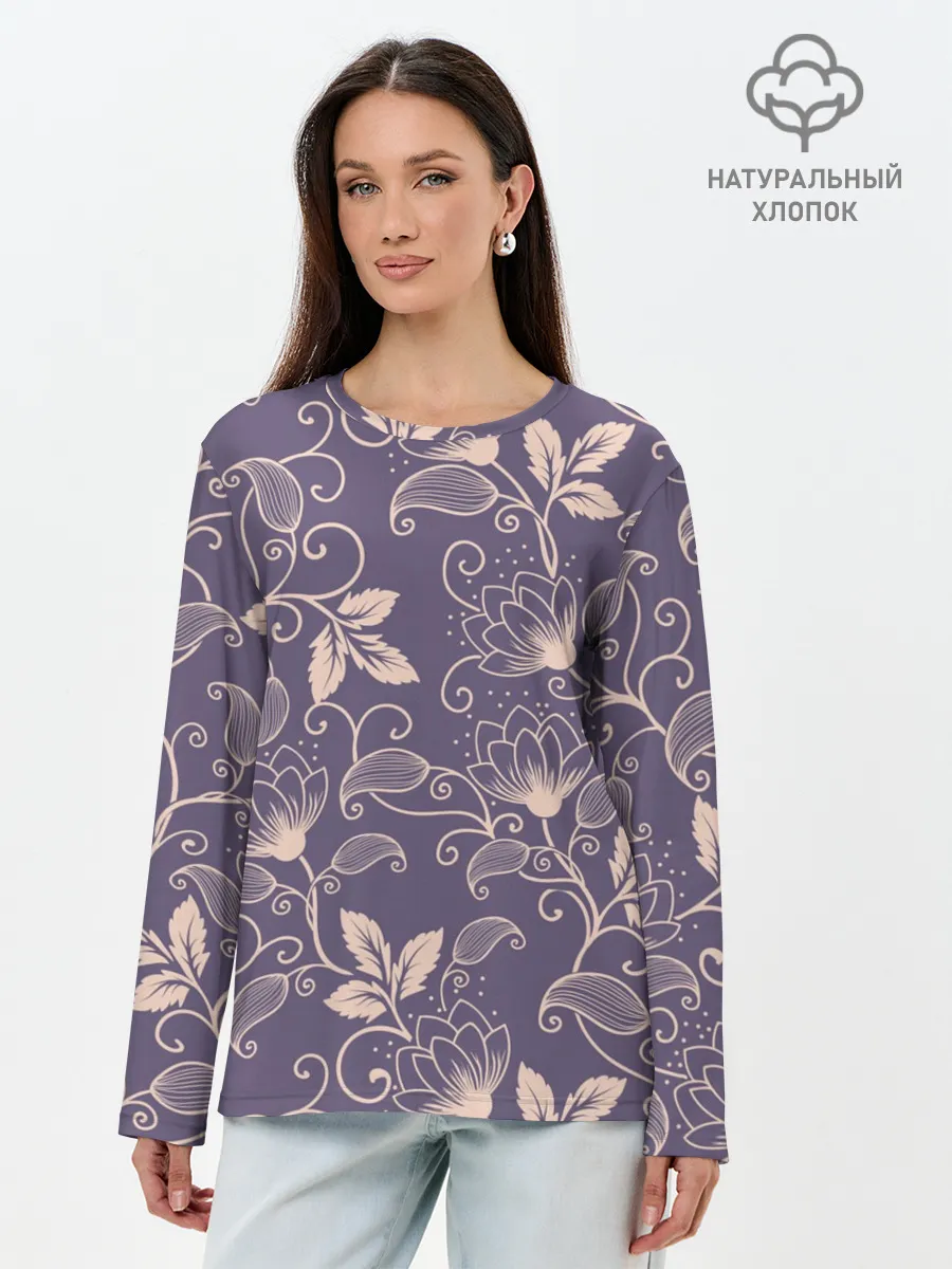 Лонгслив женский. Хлопок / Естественный стиль