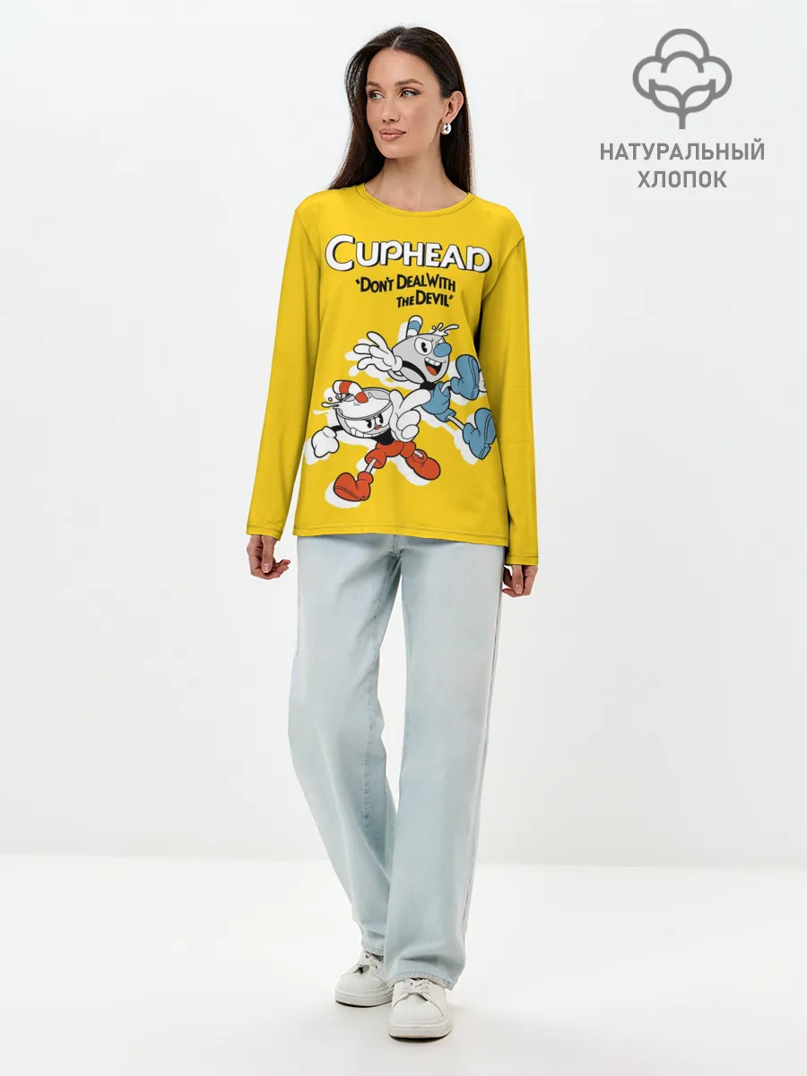 Лонгслив женский. Хлопок / Cuphead