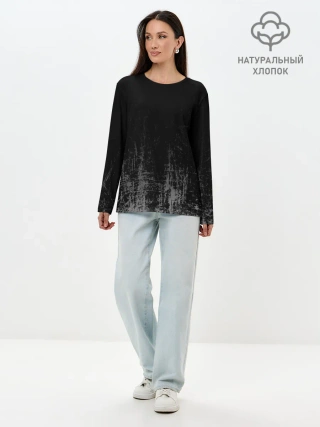 Лонгслив женский. Хлопок / Black Grunge