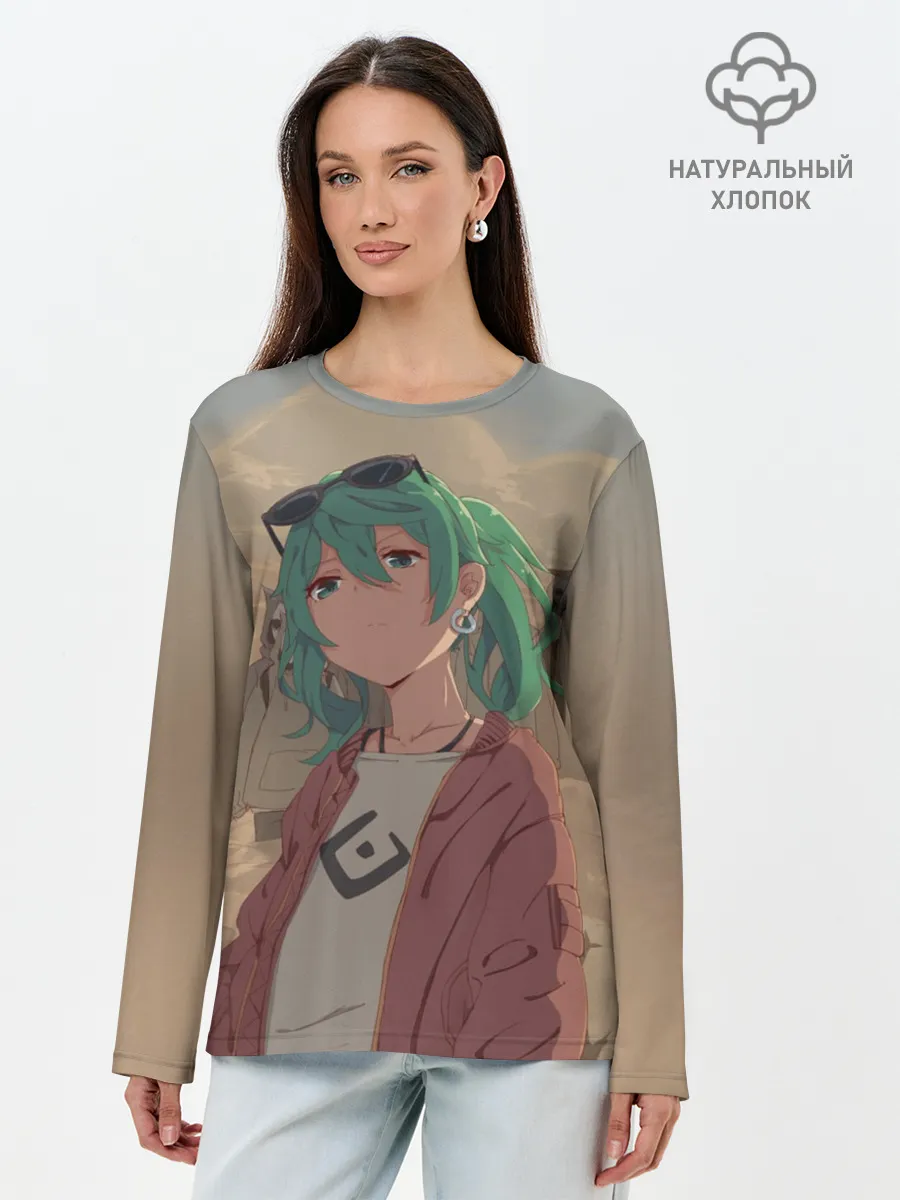 Лонгслив женский. Хлопок / Мику Хатсуне. ВОКАЛОИД
