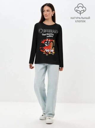 Лонгслив женский. Хлопок / Cuphead