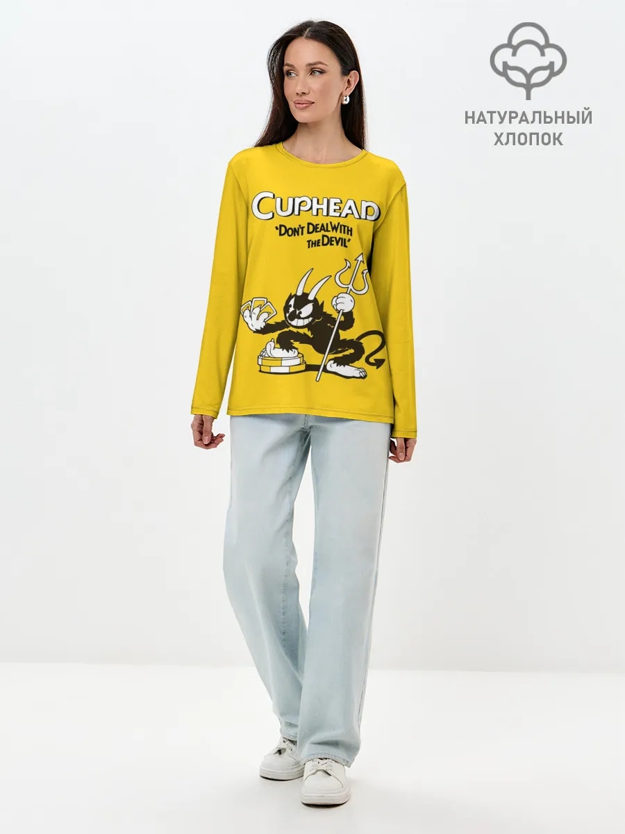 Лонгслив женский. Хлопок / Cuphead