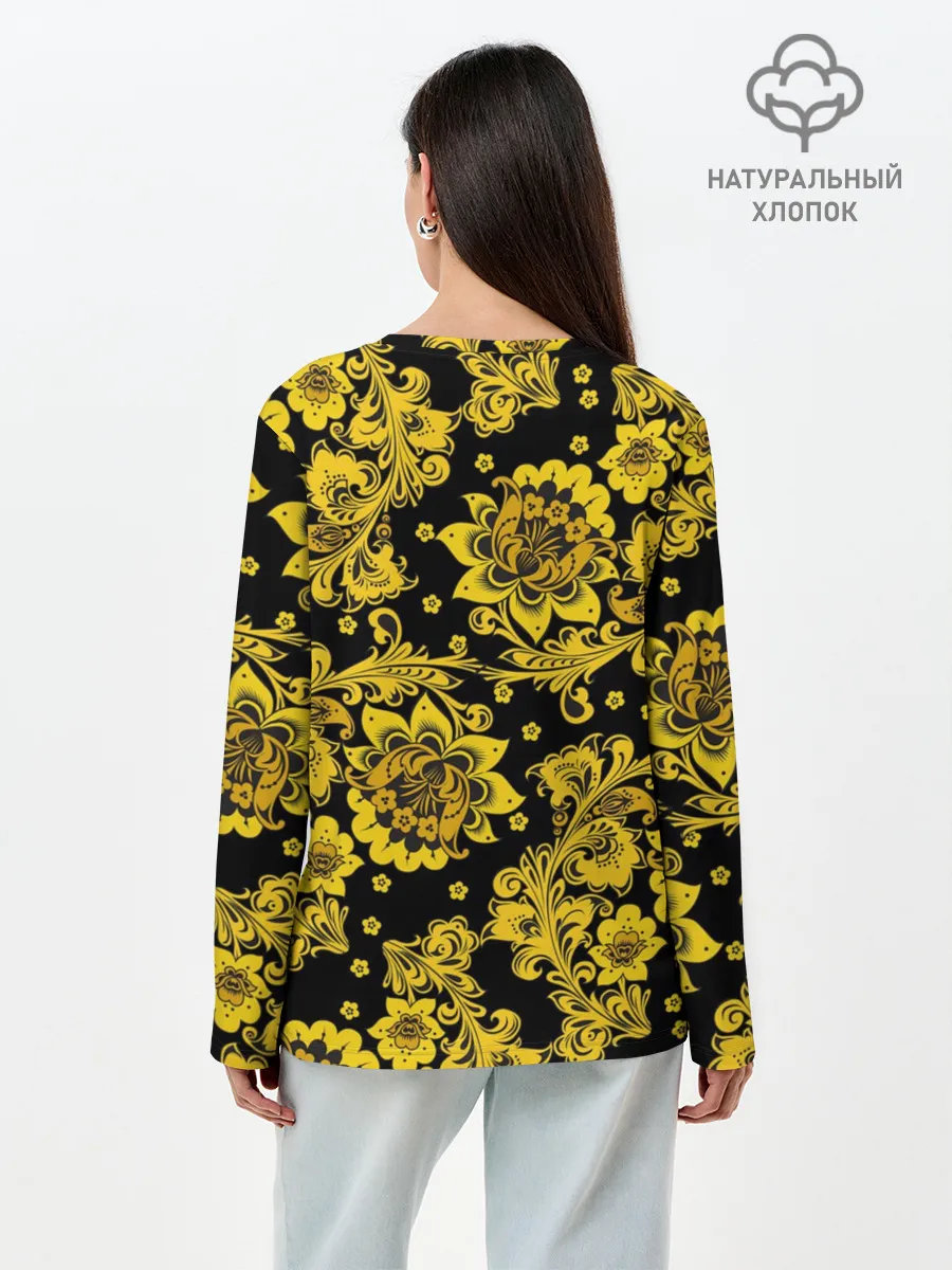 Лонгслив женский. Хлопок / Хохлома