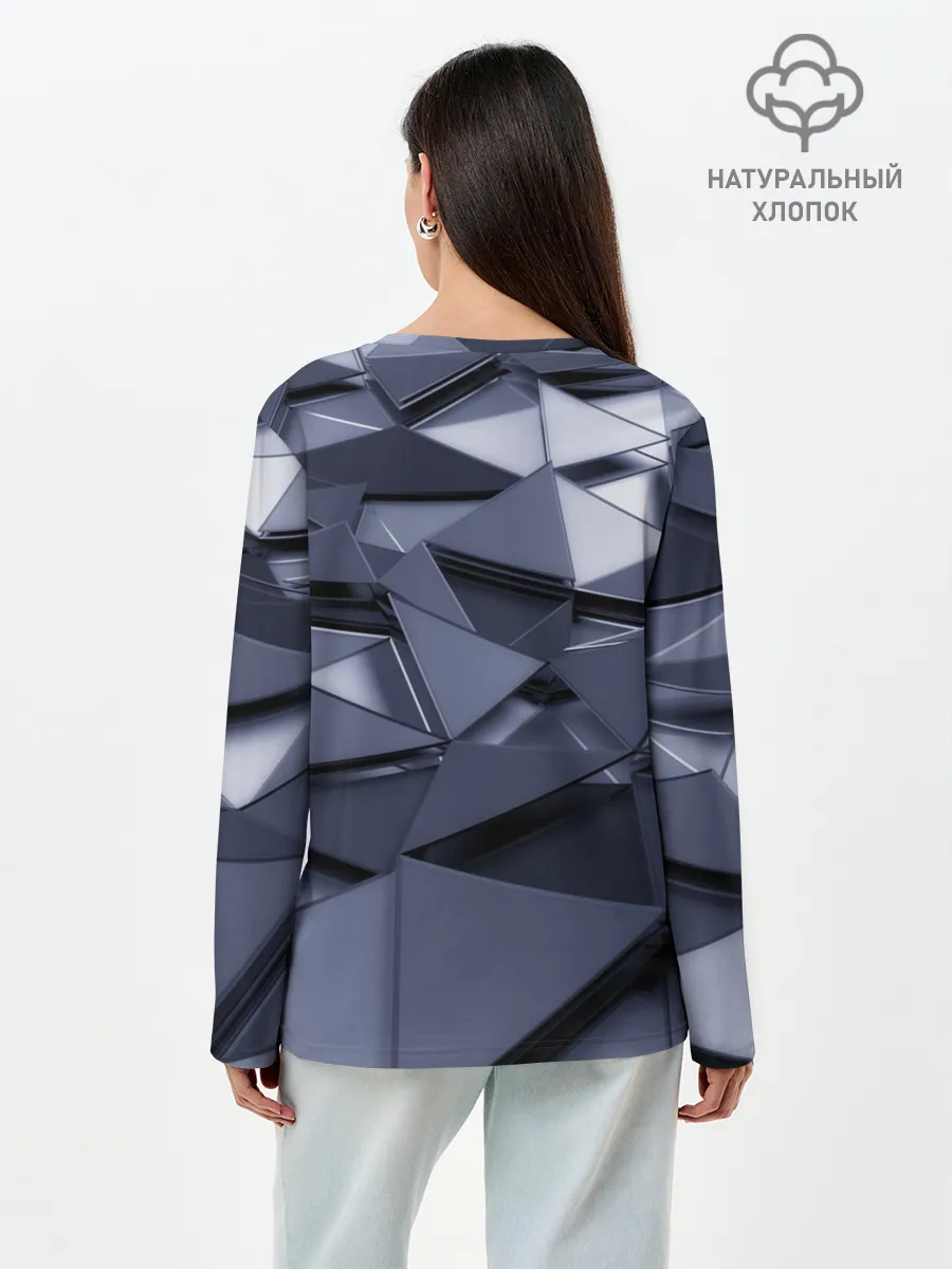 Лонгслив женский. Хлопок / Metalic geometry