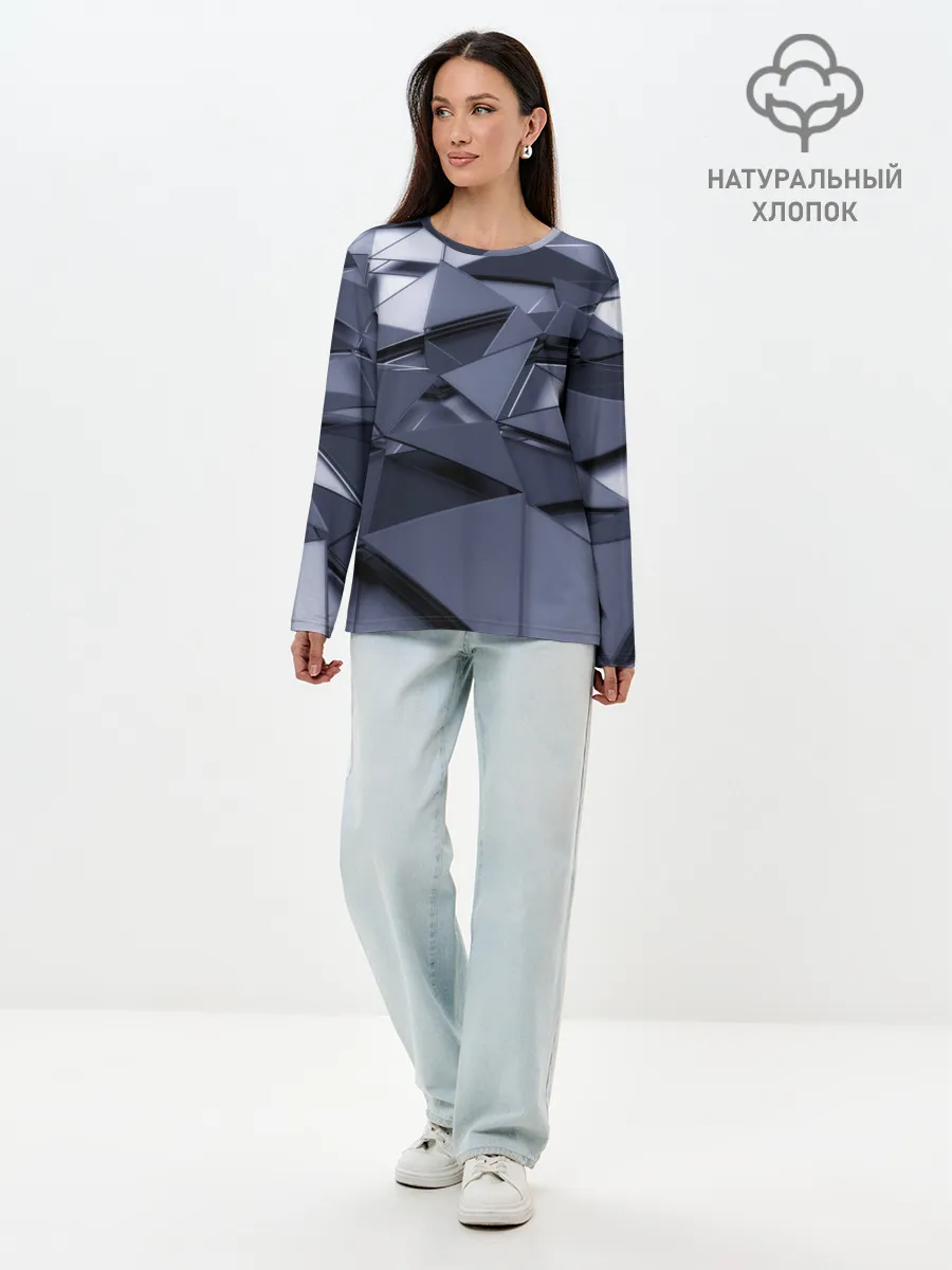 Лонгслив женский. Хлопок / Metalic geometry