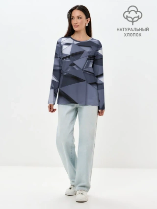 Лонгслив женский. Хлопок / Metalic geometry