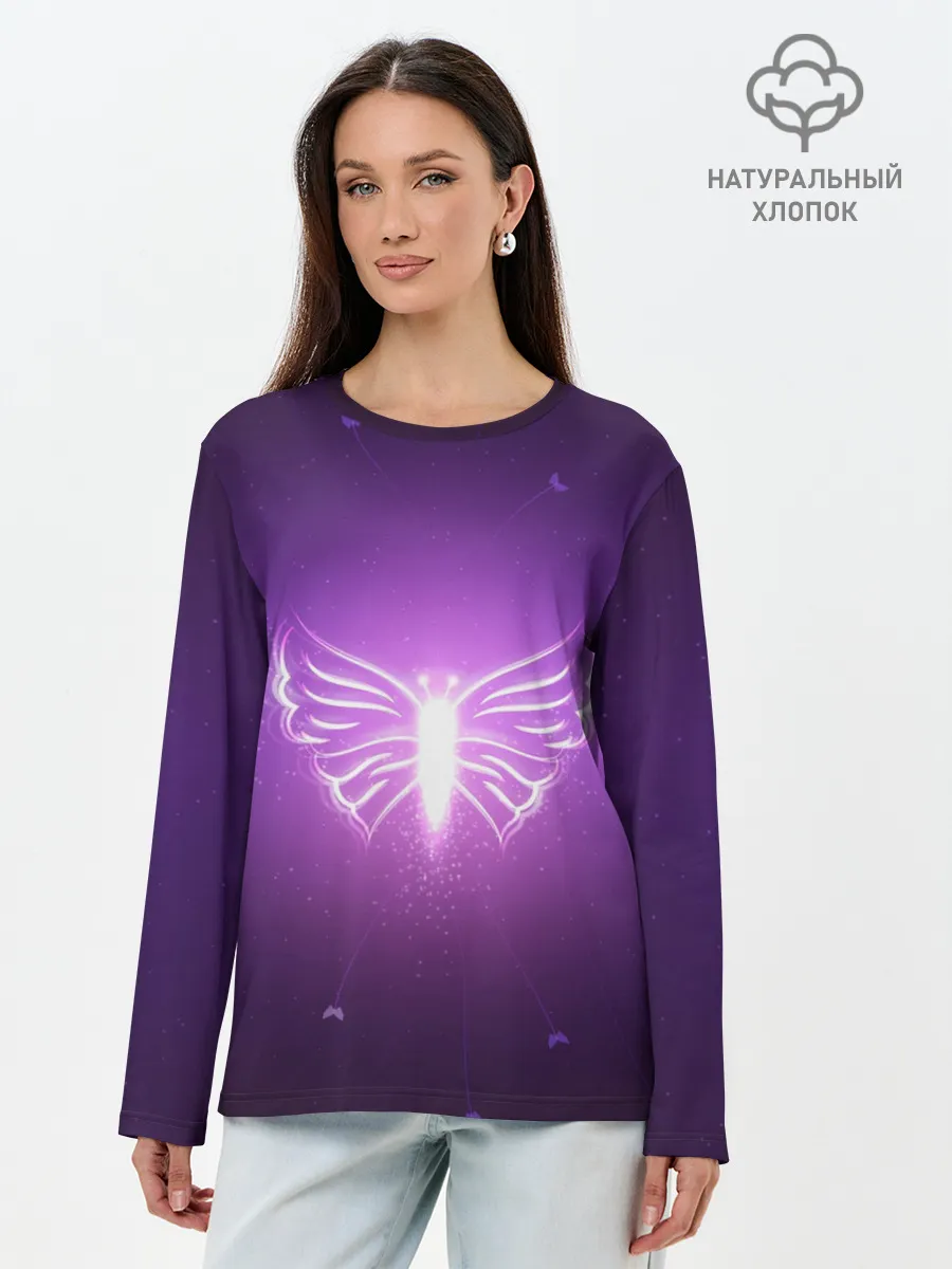 Лонгслив женский. Хлопок / Бабочка