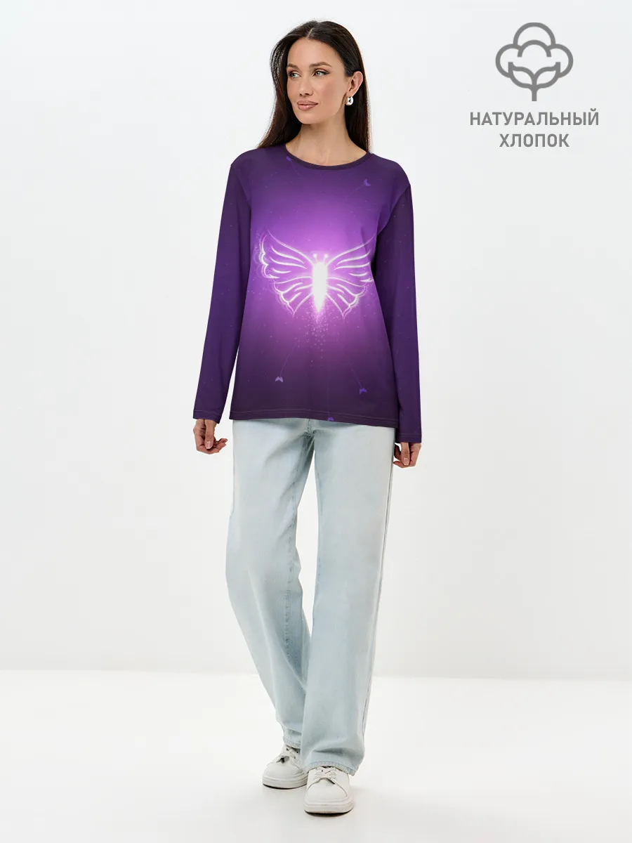 Лонгслив женский. Хлопок / Бабочка