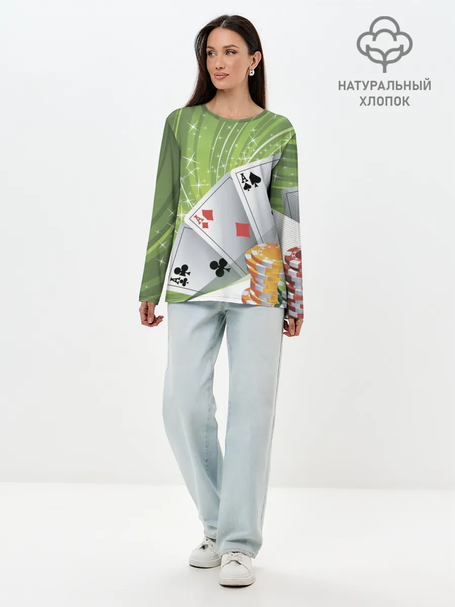 Лонгслив женский. Хлопок / Покер Старс