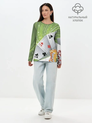 Лонгслив женский. Хлопок / Покер Старс