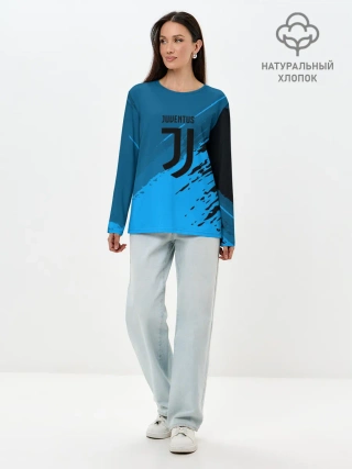 Лонгслив женский. Хлопок / FC Juventus abstract style