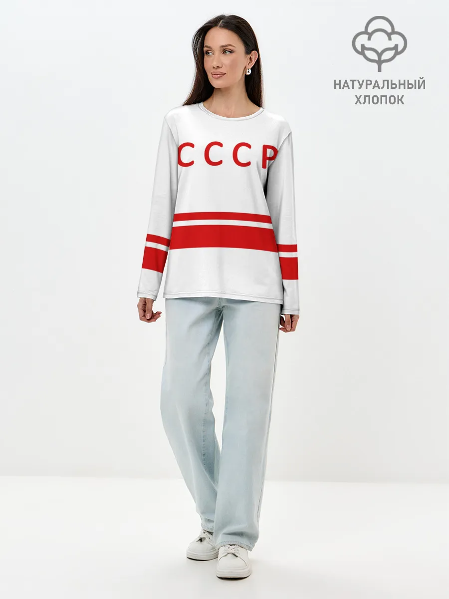 Лонгслив женский. Хлопок / Валерий Харламов 17 White