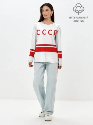Лонгслив женский. Хлопок / Валерий Харламов 17 White