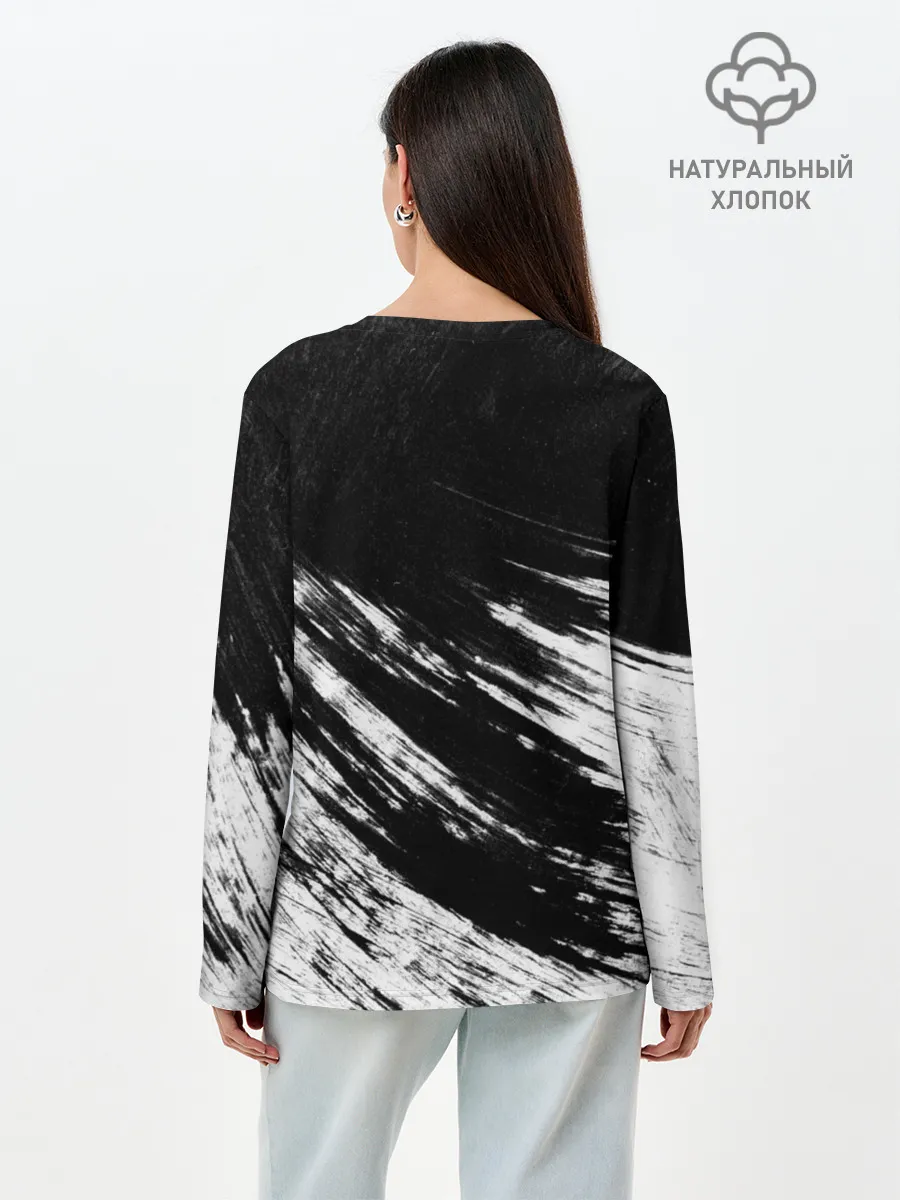 Лонгслив женский. Хлопок / abstraction black&white