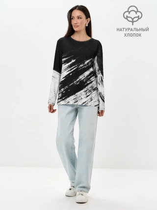 Лонгслив женский. Хлопок / abstraction black&white