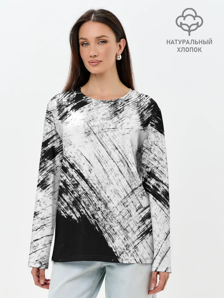 Лонгслив женский. Хлопок / Штриховка