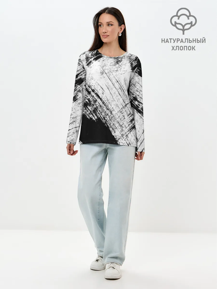 Лонгслив женский. Хлопок / Штриховка