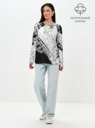 Лонгслив женский. Хлопок / Штриховка