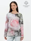 Лонгслив женский. Хлопок / розы