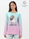 Лонгслив женский. Хлопок / Funny PUG