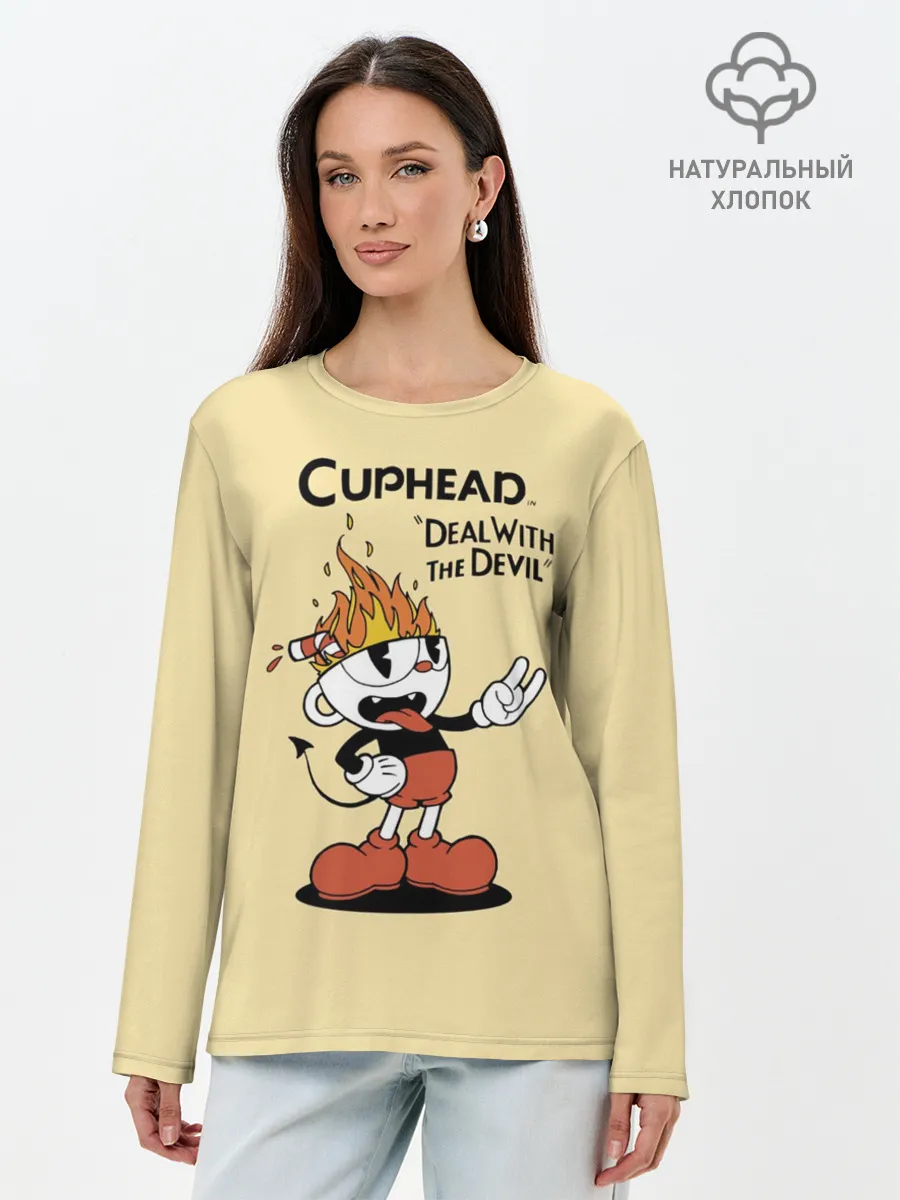 Лонгслив женский. Хлопок / Cuphead