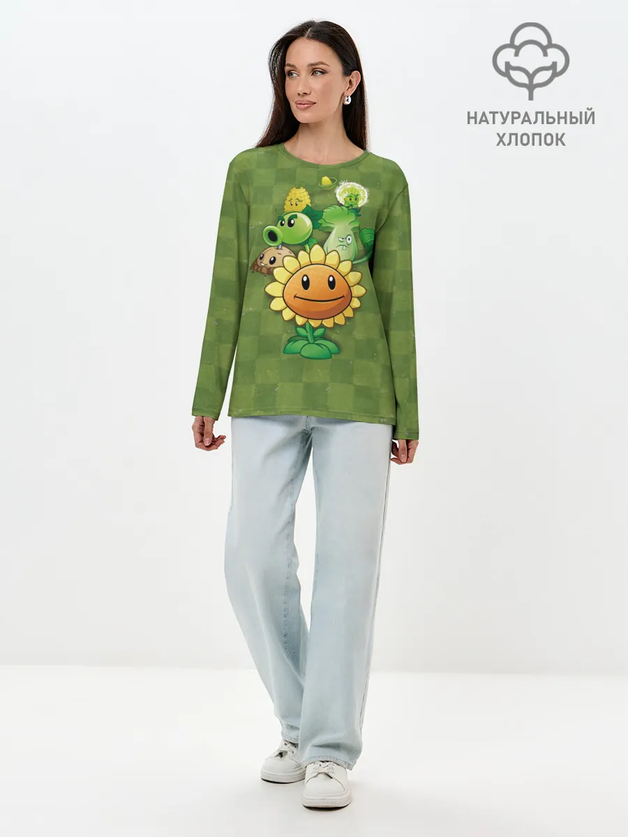 Лонгслив женский. Хлопок / Plants vs Zombies