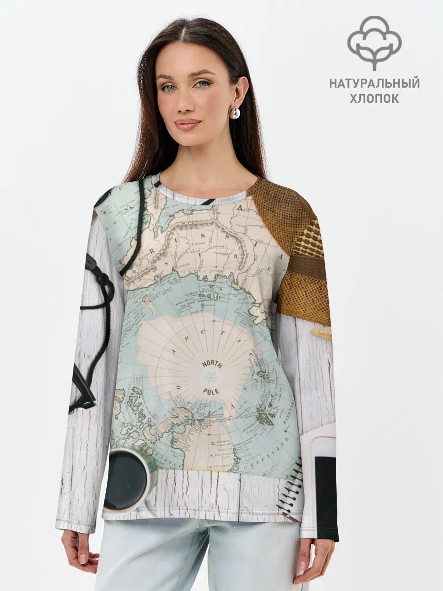 Лонгслив женский. Хлопок / Тайна путешествия