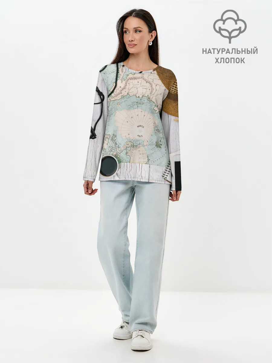 Лонгслив женский. Хлопок / Тайна путешествия